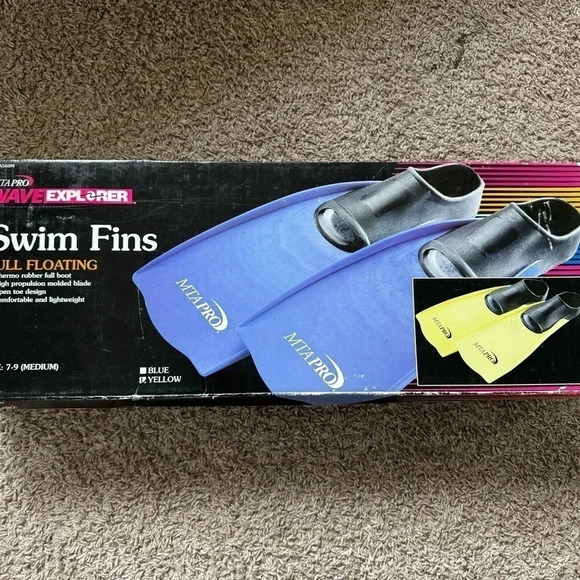 MTA PRO Full Foot Swim Fins Yellow/Black size 7-9 Medium - Picture 5 of 5